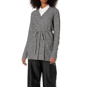 Theory Malinka Mouline Belted Cashmere Cardigan Grey Size P